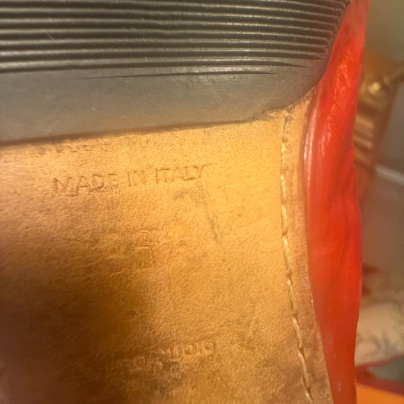 Miu Miu Red Patent Leather Stretch Flats w/ Gold Accents Size 6.5 MSRP $545 - Picture 9 of 12